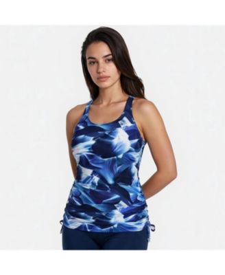 Women's Maya Tankini Swim Top With Built-In Bra and Navy Swim Shorts Set