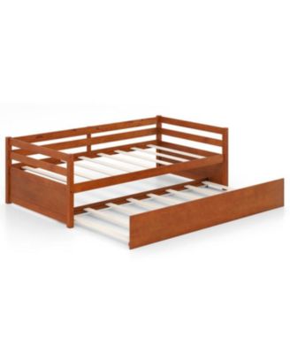 Twin Size Platform Bed with Trundle and Slat Support