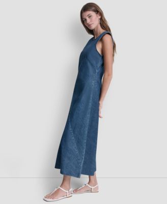 Women's Sleeveless Crewneck Bias Cut Dress