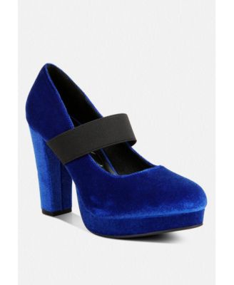 Womens Krause High Block Heel Velvet Pumps