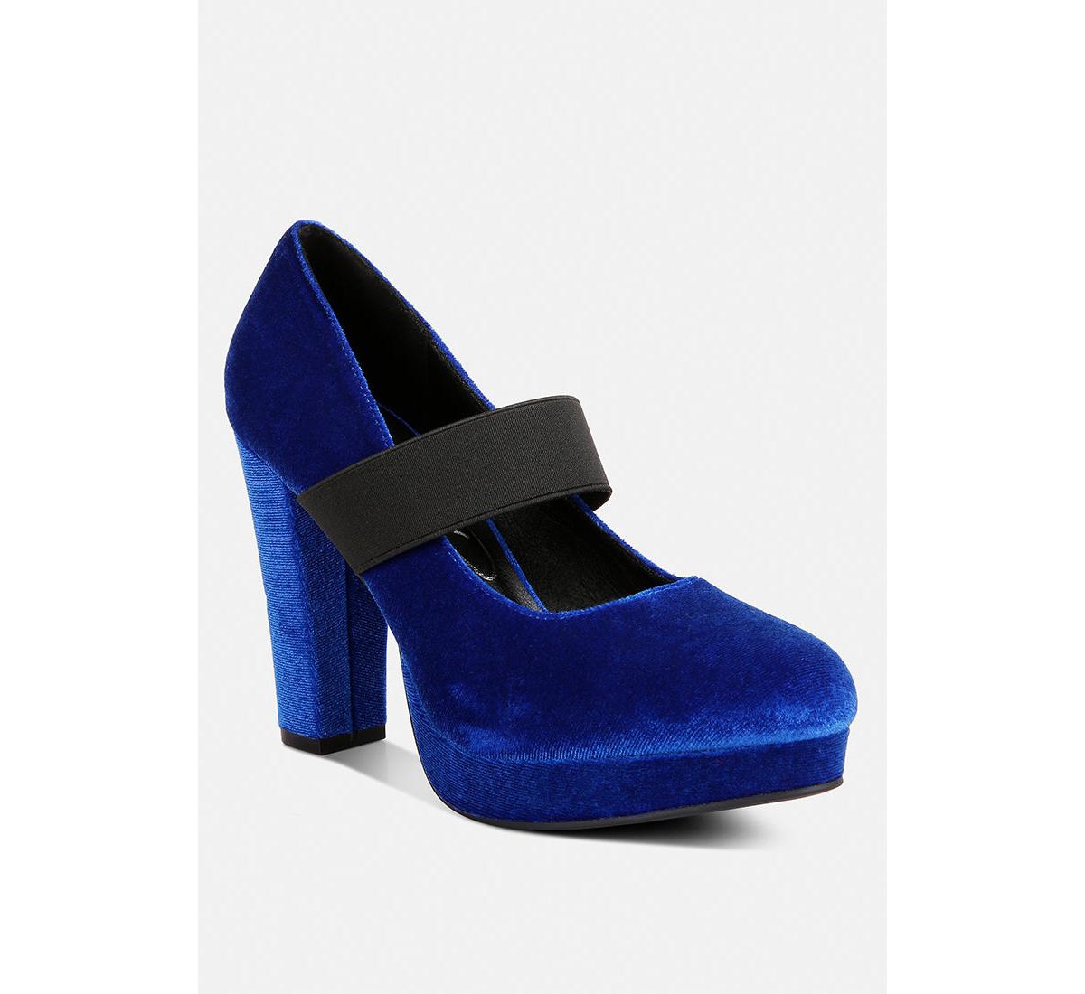 krause high block heel velvet pumps