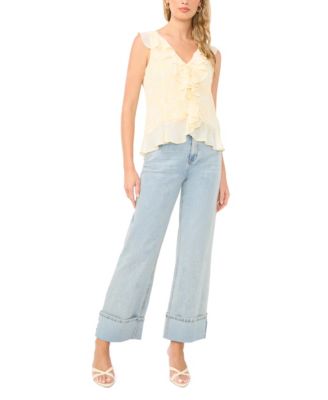 Women's V-Neck Ruffle Sleeve Blouse