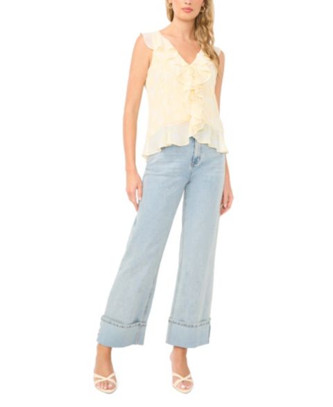 Женская блузка 1.STATE V-Neck Ruffle-Sleeve, цвет: Пастельный жёлтый