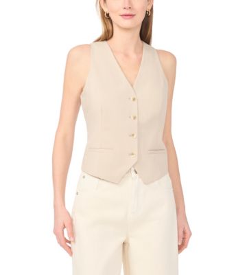 Women's V-Neck Sleeveless Button Vest