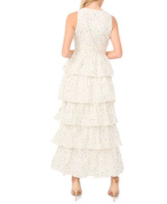 Women's Cascading V-Neck Ruffle Maxi Dress