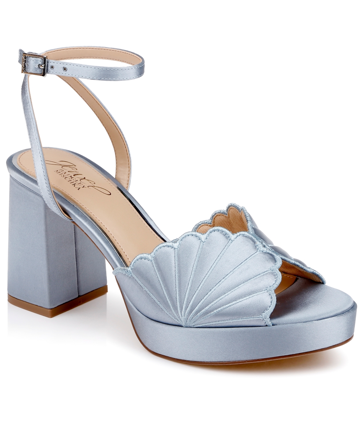 Jewel Badgley Mischka Women's Paola Almond Toe Dress Platform Sandals - Mist Blue