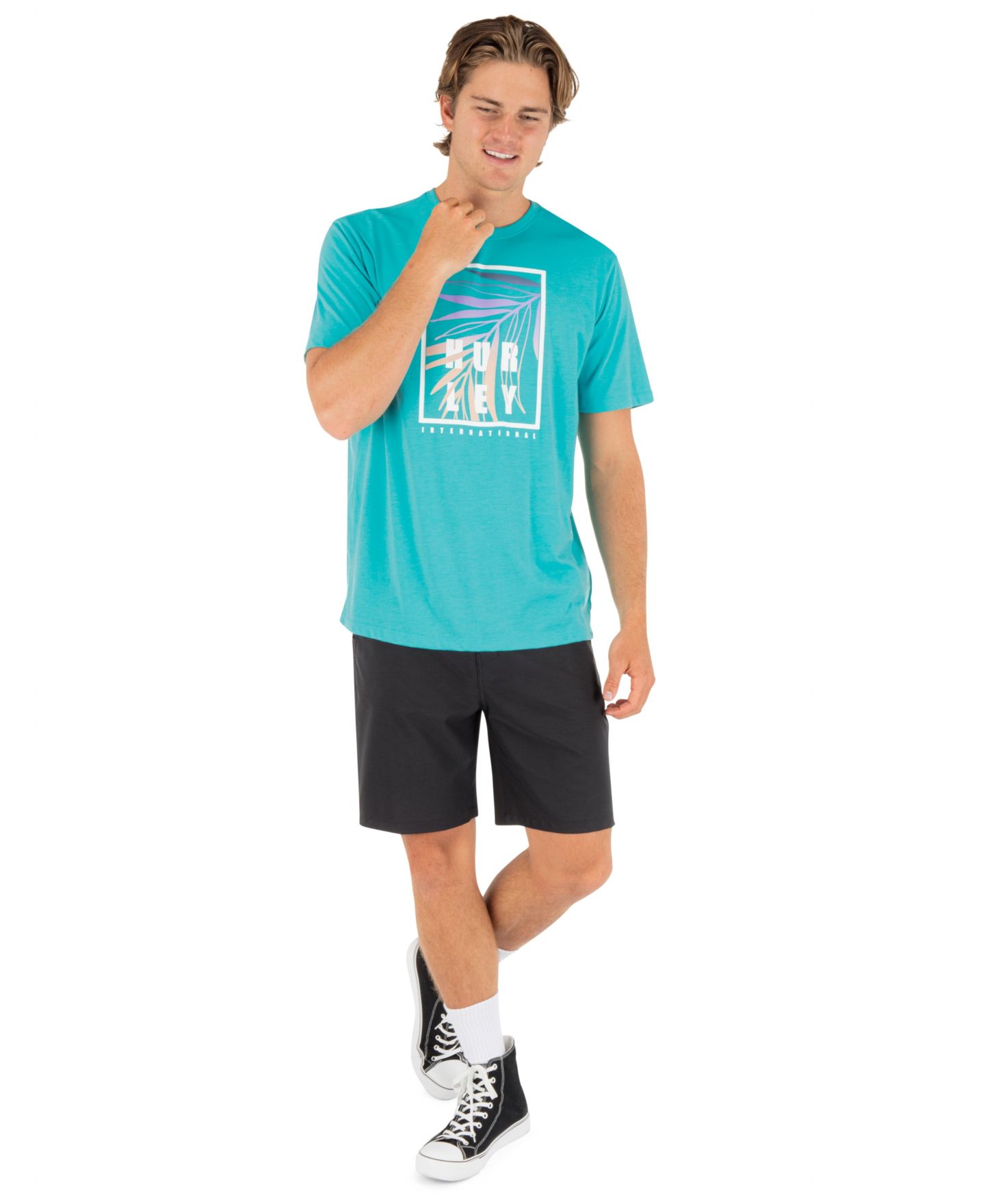 Мужская футболка Hurley Regular-Fit Round Neck, цвет: Barracuda — фото 2