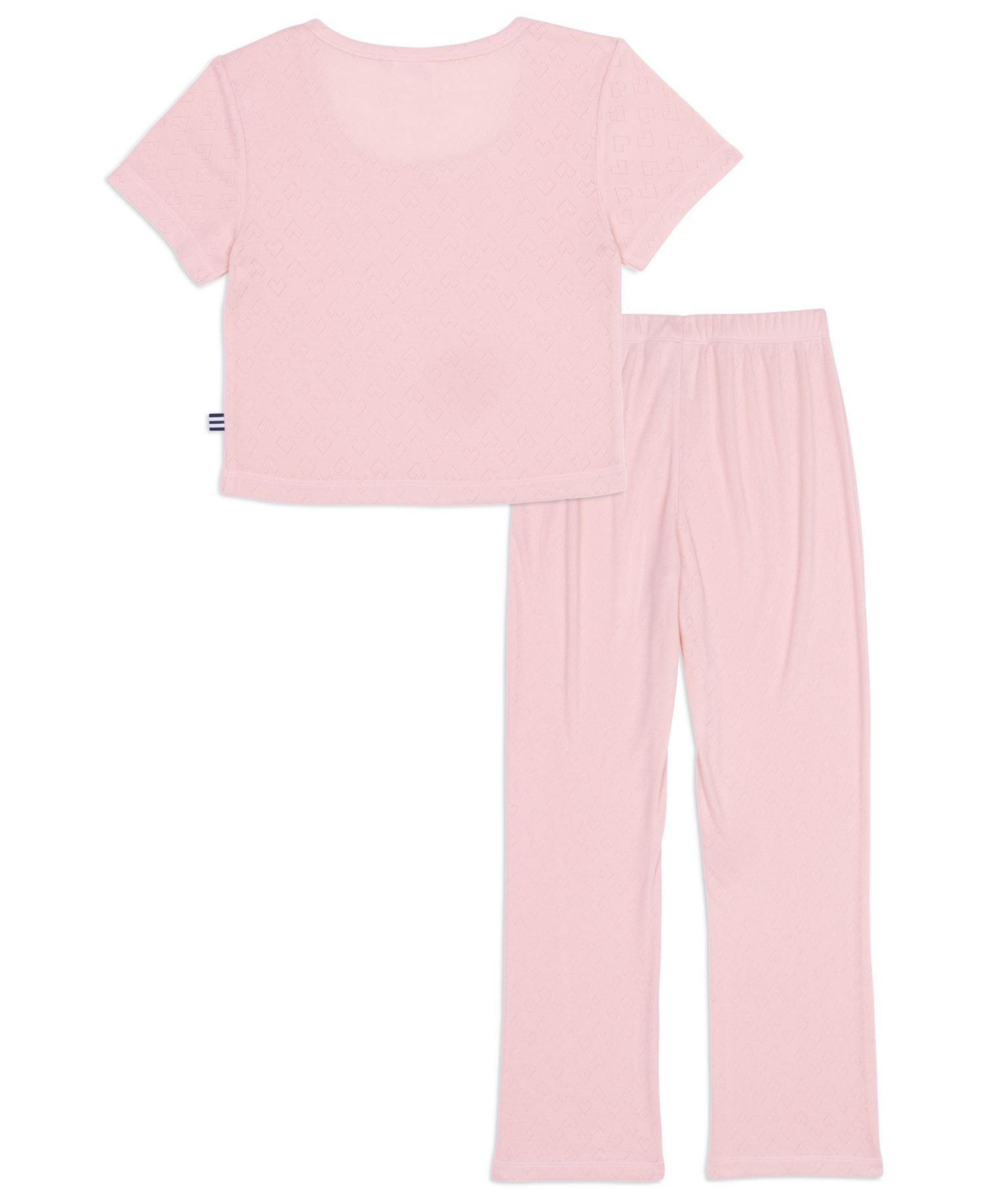 Girls' 6-16 Heart Pointelle Round Neck T-Shirt & Pants, 2-Piece Set