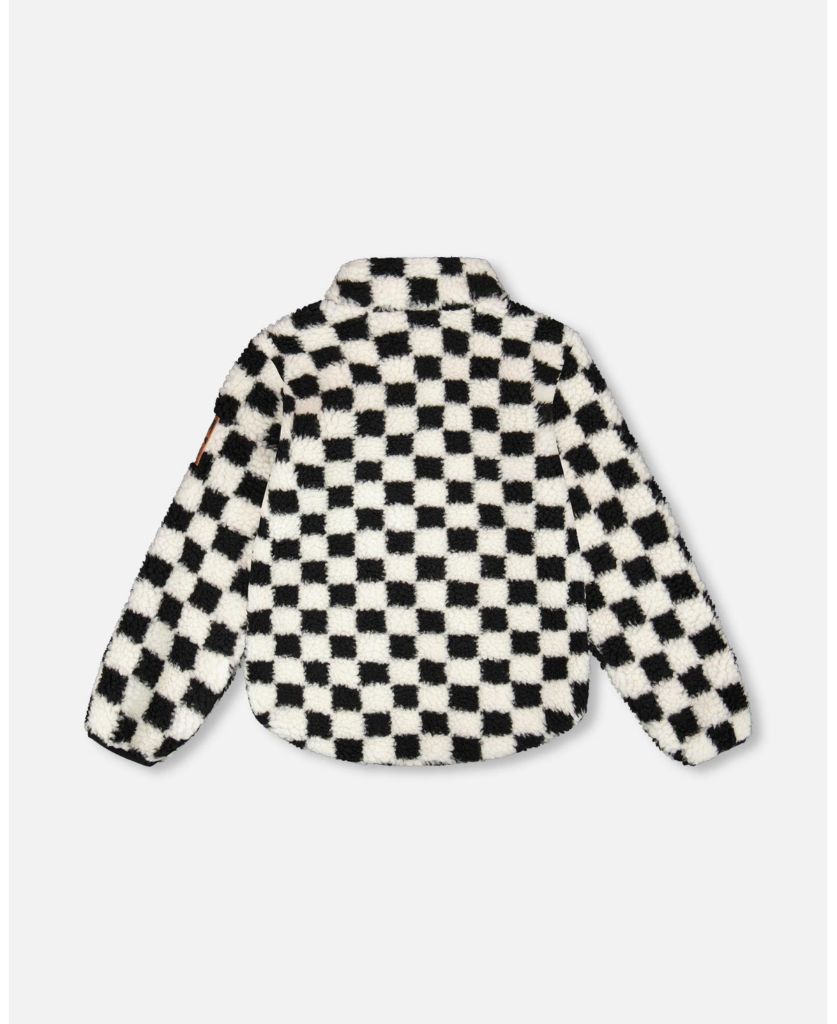 Deux par Deux Kids Unisex Sherpa Jacket Black Checkerboard - Toddler|Child