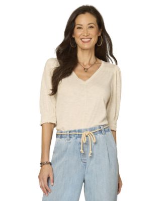 Petite Elbow-Sleeve Knit Top