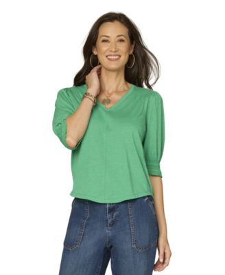 Petite Elbow-Sleeve Knit Top