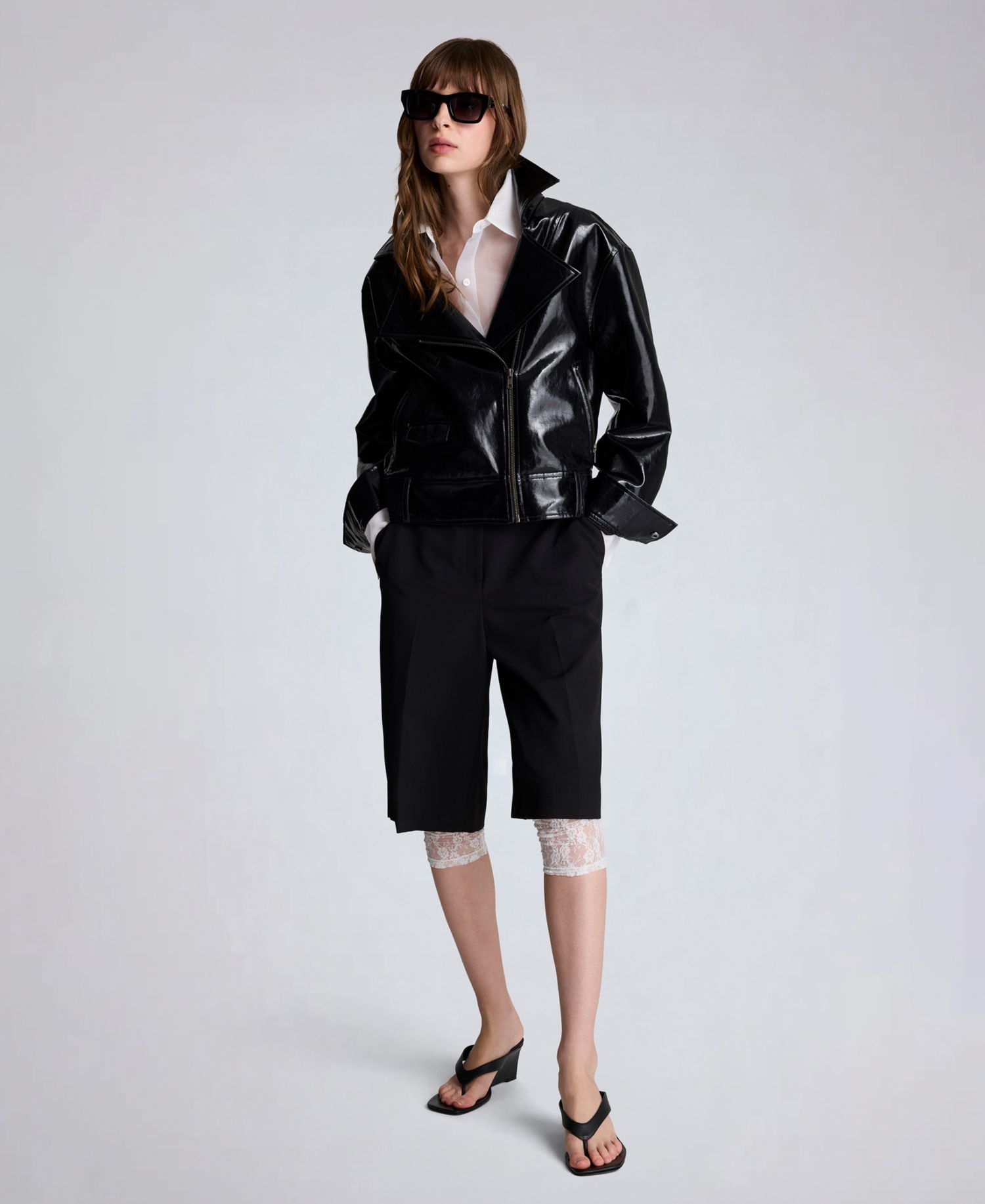 Women's Faux-Leather Zip-Front Moto Jacket