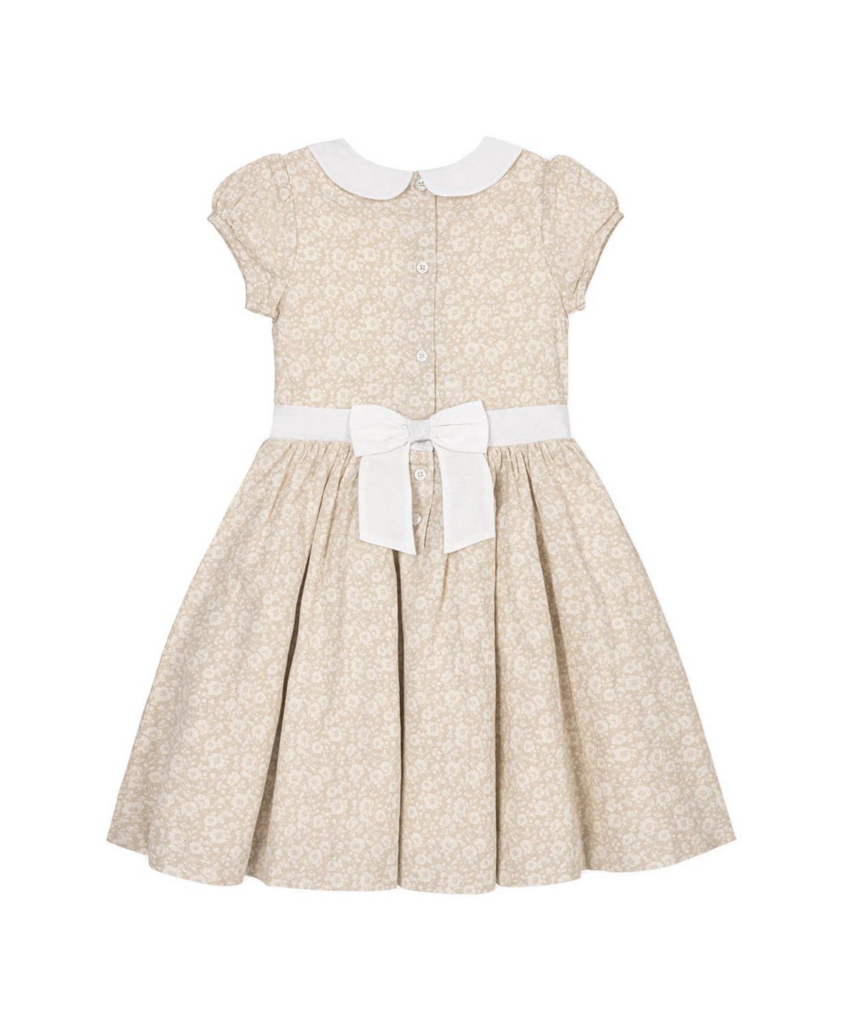 Hope & Henry Toddler Girls Short Sleeve Linen Dress with Peter Pan Collar