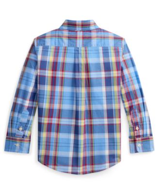 Boys' 2-7 Plaid Button-Down Poplin Shirt