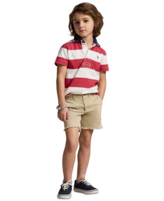 Boys' 2-7 Striped Cotton Short-Sleeve Rugby Shirt