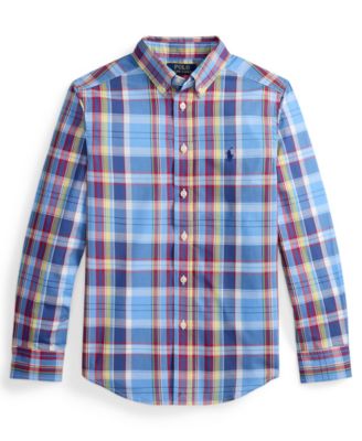Boys' 8-20 Plaid Long-Sleeve Poplin Shirt