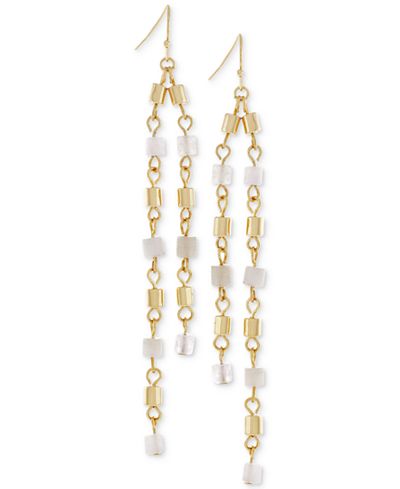 BCBGeneration Gold-Tone Beaded Linear Drop Earrings