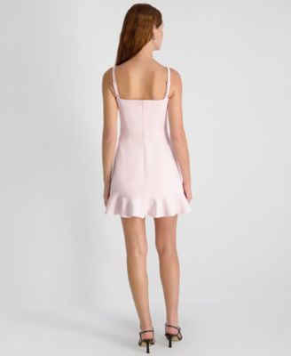 Women's Whisper Square Neck Frill Hem Mini Dress