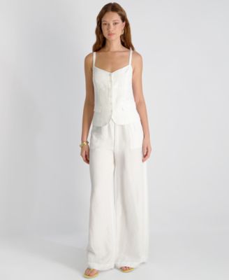 Women's Cooper Linen-Blend Wide-Leg Pants