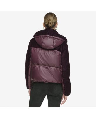 Vega Mixed Media Women's velvet and lacquer short down coat