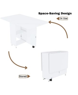 Folding Dining Table with Drawers and Cabinets