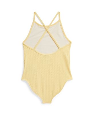 Girls' 2-6X Mini-Cable Jacquard Round Neck One-Piece Swimsuit