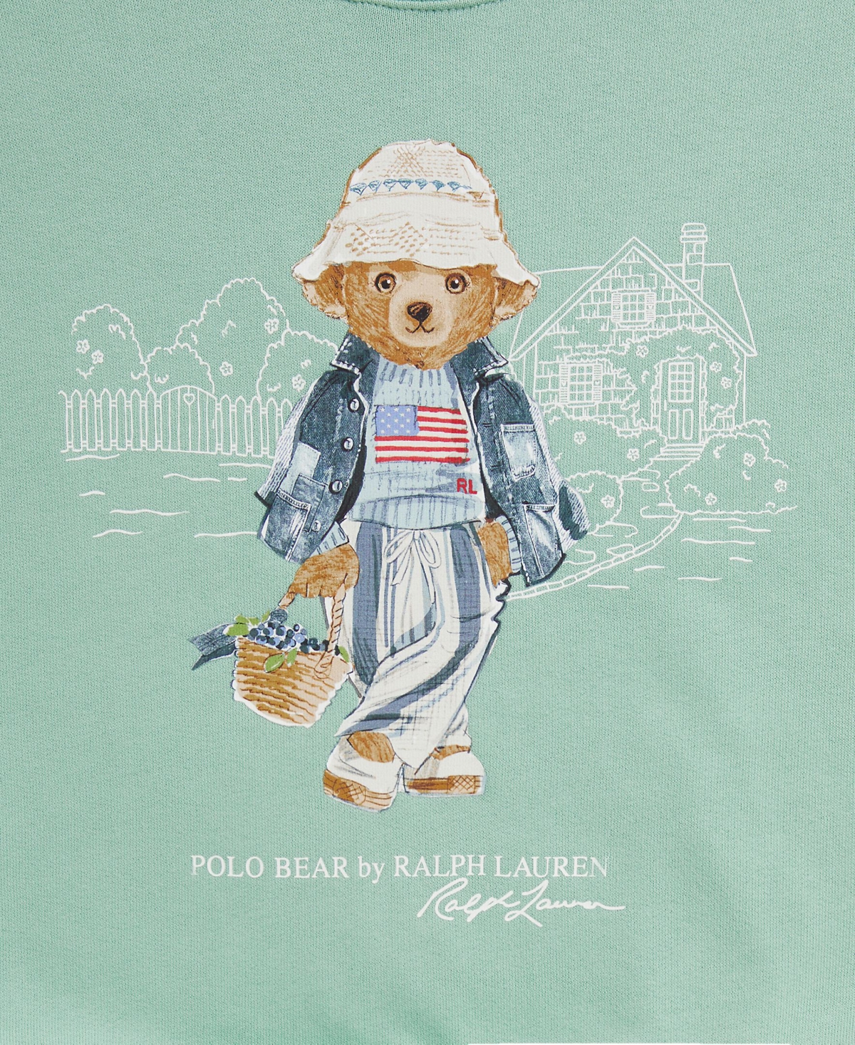 Polo Ralph Lauren Girls' 7-16 Bear Terry Crewneck Sweatshirt