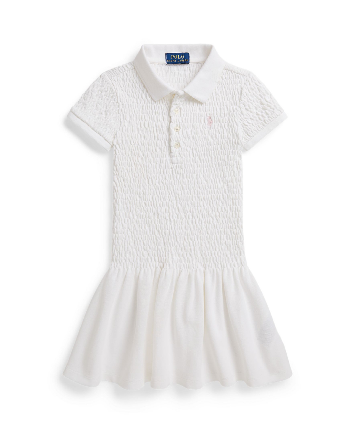 Polo Ralph Lauren Girls' 2-6X Smocked Stretch Mesh Collar Dress