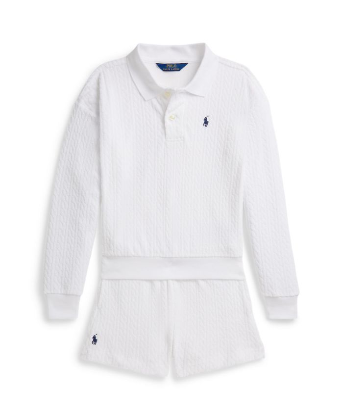 Polo Ralph Lauren Girls' 7-16 Mini-Cable Terry Polo Shirt and Shorts — 2 piece