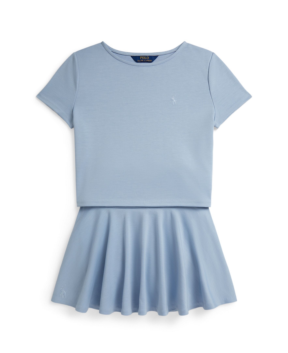 Polo Ralph Lauren Girls' 7-16 Ponte Boxy T-Shirt and Skort, 2-Piece Set