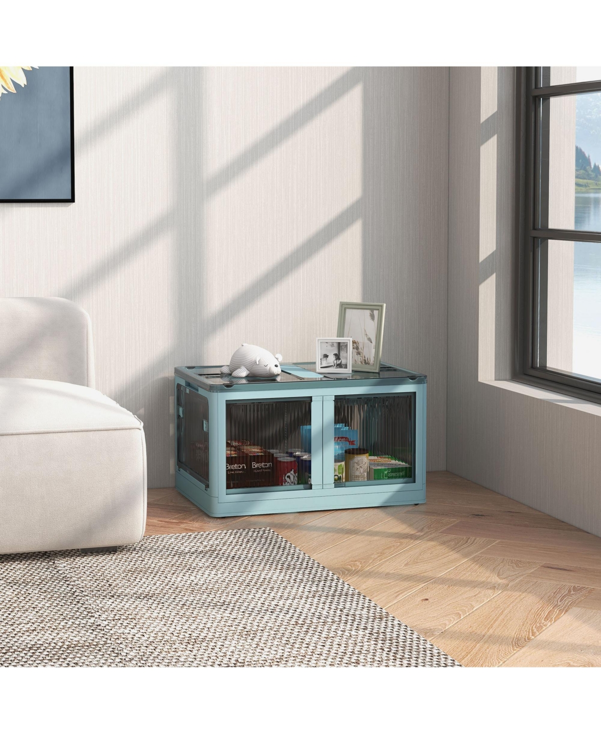 Homcom 3 Stackable Storage Bins w/ Lids, Wheels, Collapsible, 18 gal,