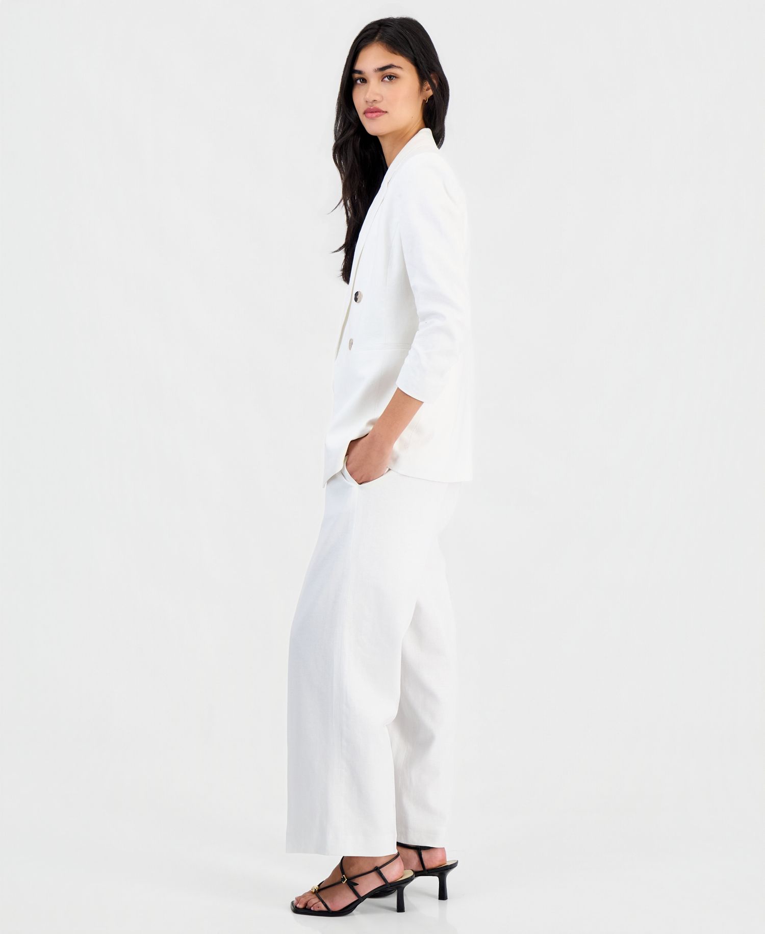 Women's Linen-Blend Button-Front Vest