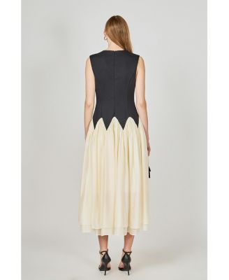 Women's Contrast color midi dress