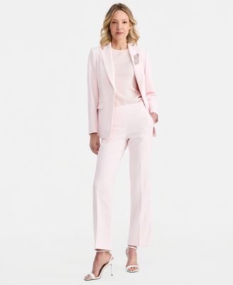 Brooch Blazer, Short-Sleeve Top & Pull-On Pants