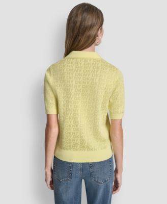 Petite Polo Collar Logo Sweater