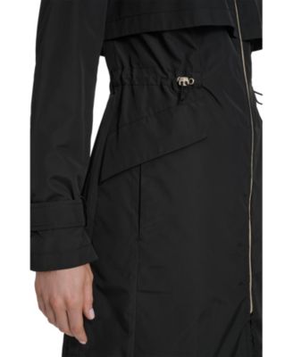 Women's Zip Up Trench Coat With Stow Away Hood