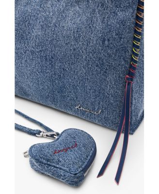 Women's Big denim heart bag
