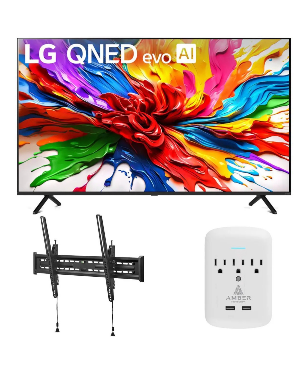 Lg 65QNED92AUA 65 Inch 4K QNED Mini Led evo Ai Smart Tv with Tilt-mount-43-90 and 3-outlet-surge Surge Protector (2025)
