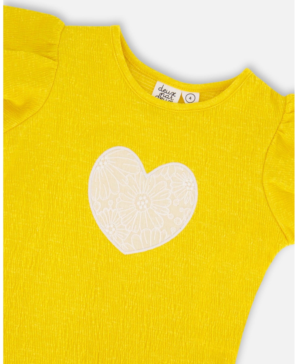 Deux par Big Girls Crinkle Jersey Top Yellow