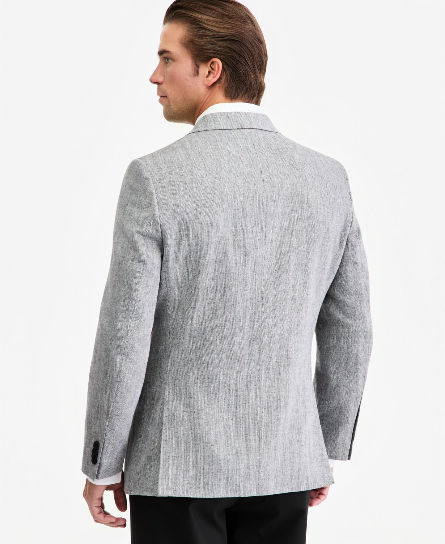 Мужской пиджак Nautica Modern-Fit Herringbone Cotton & Linen Blazer, цвет: Белый — фото 2