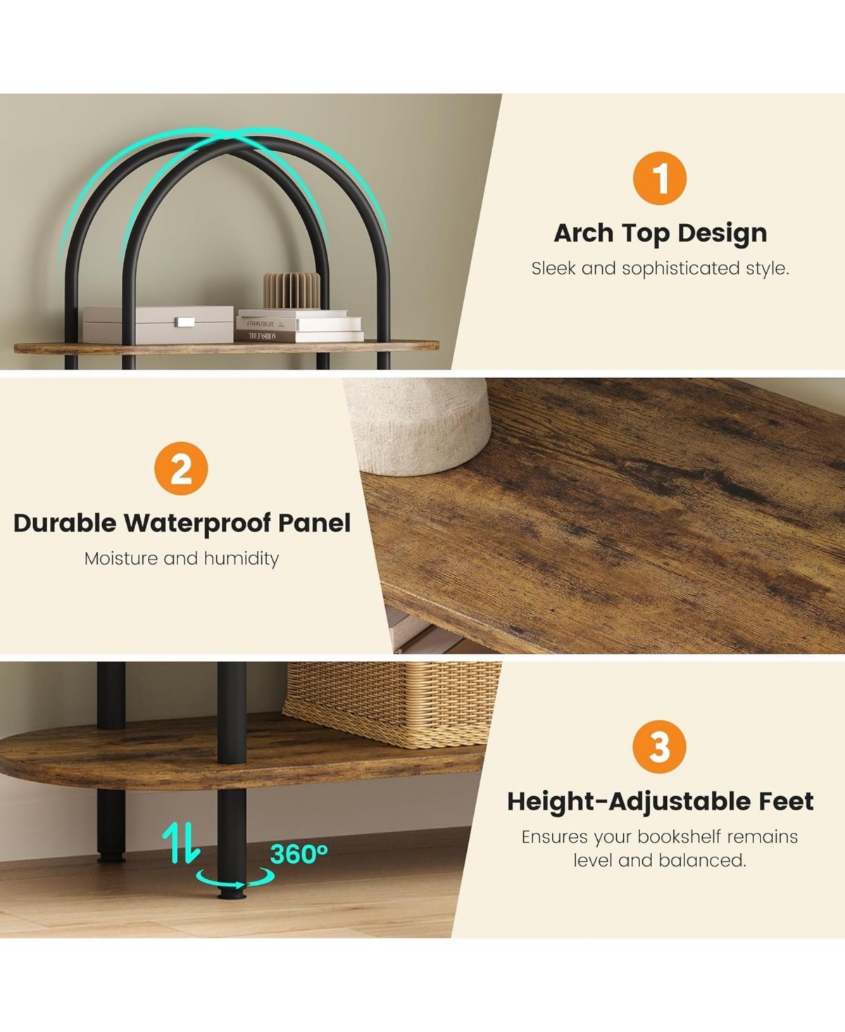 gaomon 71" 5-Tier Metal Collapsible Bookshelf