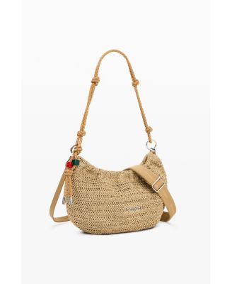 Women's Medium oval raffia bag with charms