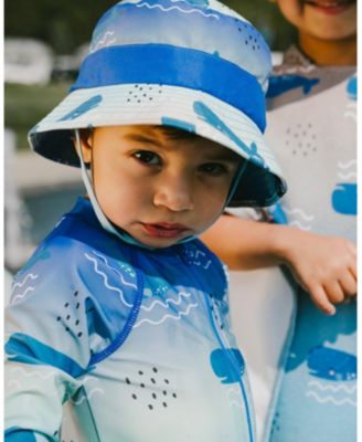 Baby Boys One-Piece Long Sleeve Rashguard Blue Whale Print