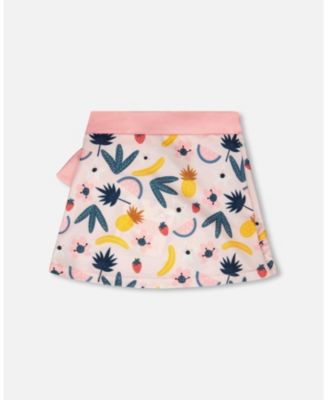 Girls Beach Skirt Cover-Up Pink Printed Fruits