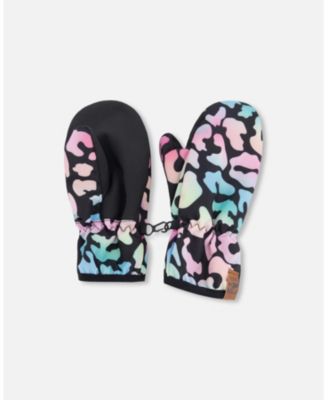 Girls Mid-Season Mittens in Polyester Animal Print