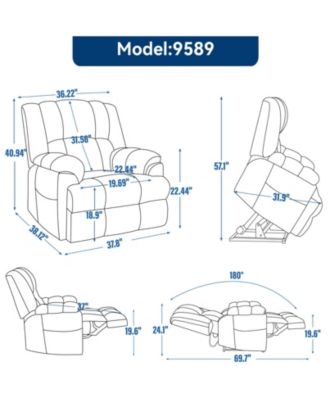 Power Lift Recliners, Dual Motor Heat Massage Infinite Position Recliner Chair