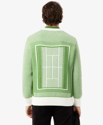 Men's Crewneck Tennis Court Graphic Jacquard Sweater