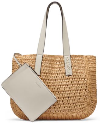 Joan Raffia Tote with Interior Pouch