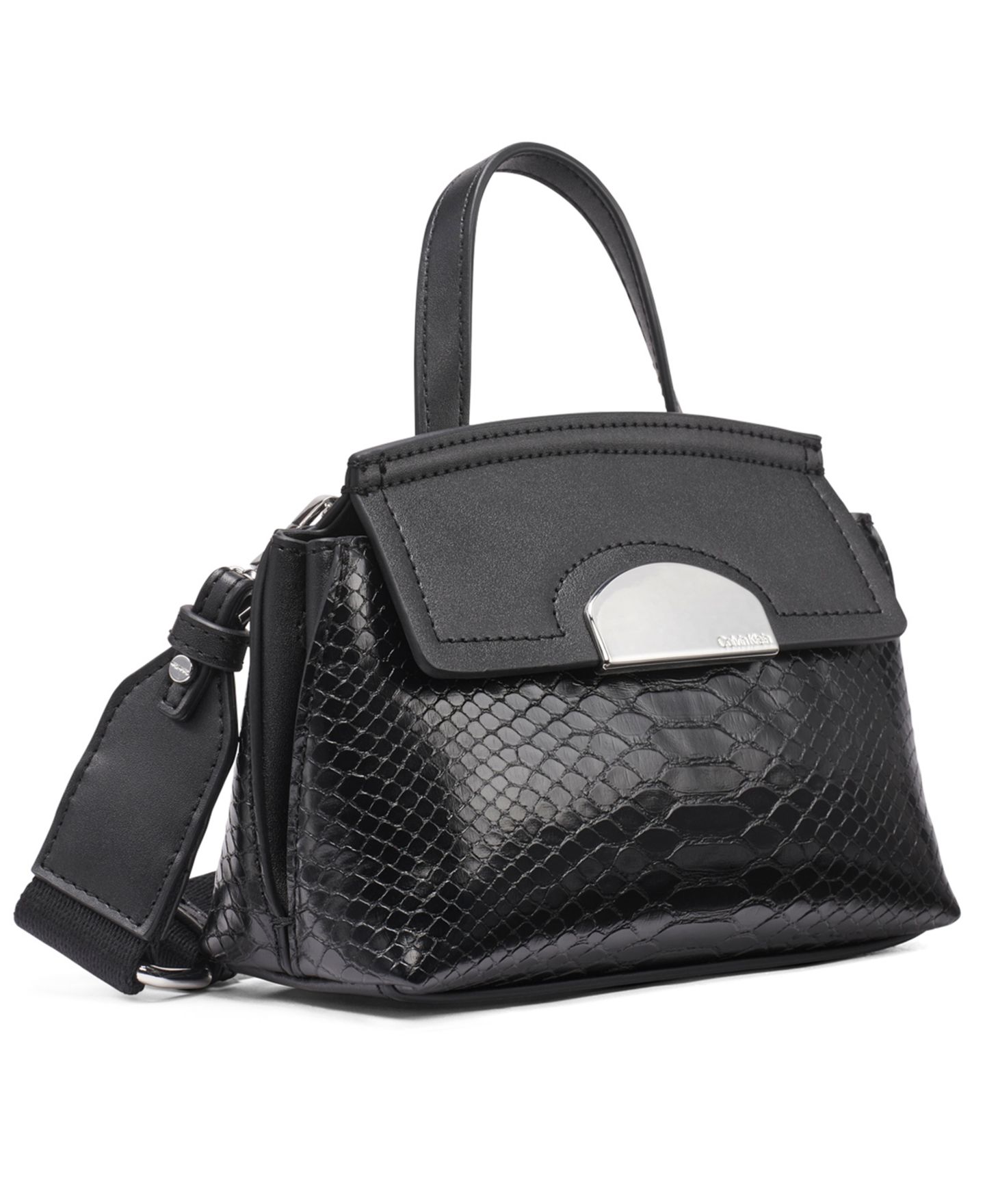 Женская сумка Calvin Klein Arabella Mixed Media Crossbody with Web Strap, цвет: Чёрный / Серебряный — фото 3