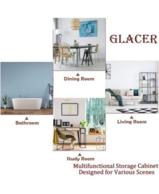 Wood Bathroom Floor Cabinet with Multi-Storage Rack Organizer